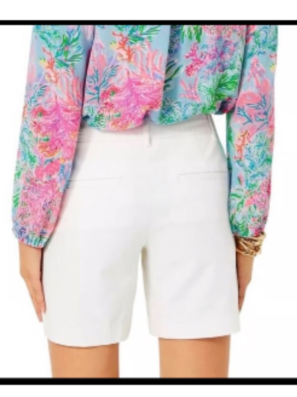 BNWOT Lilly Pulitzer 7" Shara Mid-Rise Stretch Shorts in Resort White - Picture 2 of 7